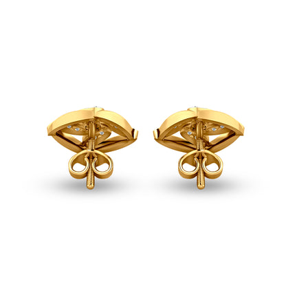 Swastika Ratna: 18K Yellow Gold Traditional Diamond Earrings