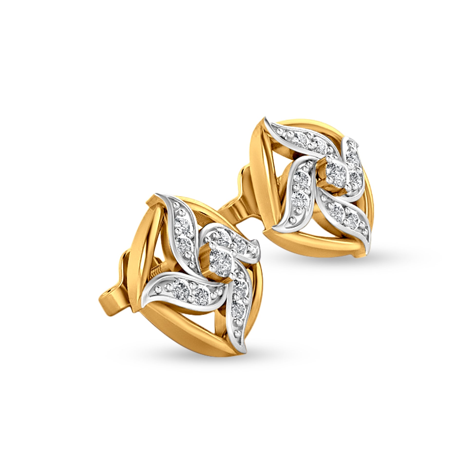 18K Gold Traditional Diamond Earrings