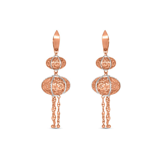 Freya Trio Drop Earrings In 14K Rose Gold