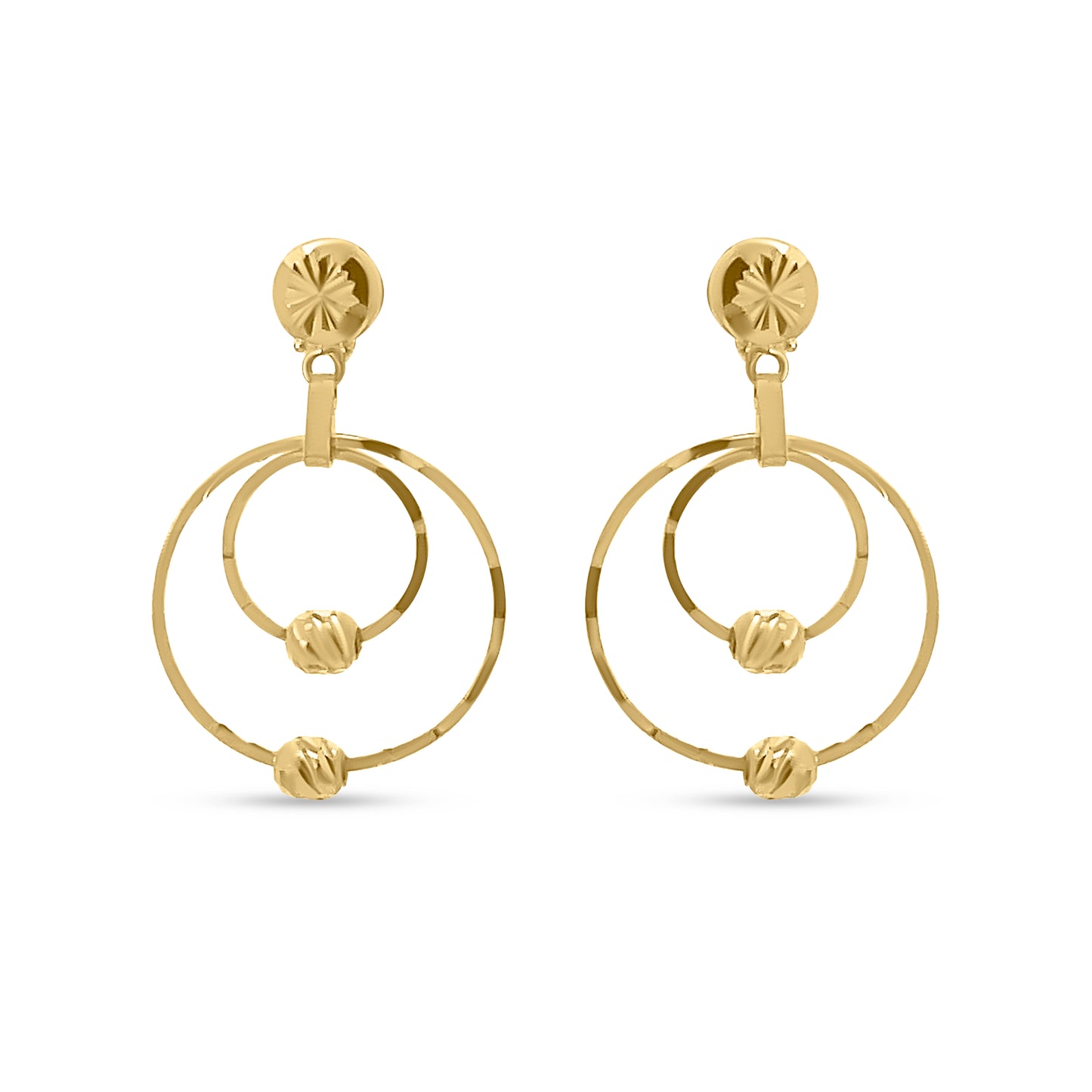 22k Yellow Gold Round Hoop Dangle Earring