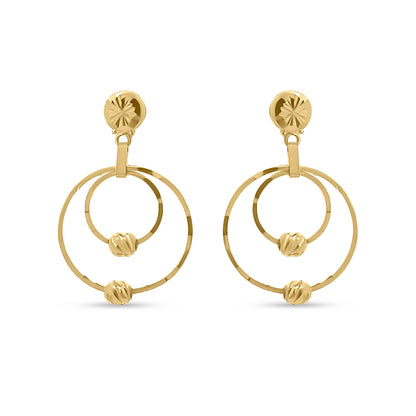 22k Yellow Gold Round Hoop Dangle Earring