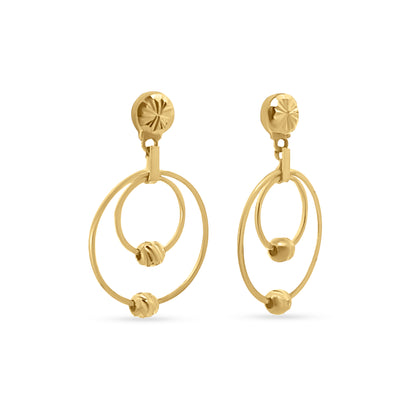 22k Yellow Gold Round Hoop Dangle Earring