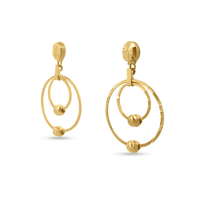 22k Yellow Gold Round Hoop Dangle Earring