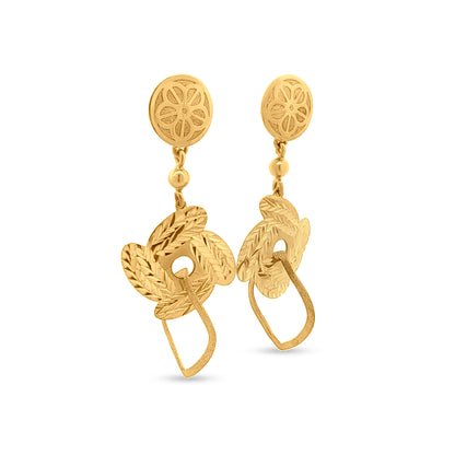 22k Gold Tribal Design Drop Earrings