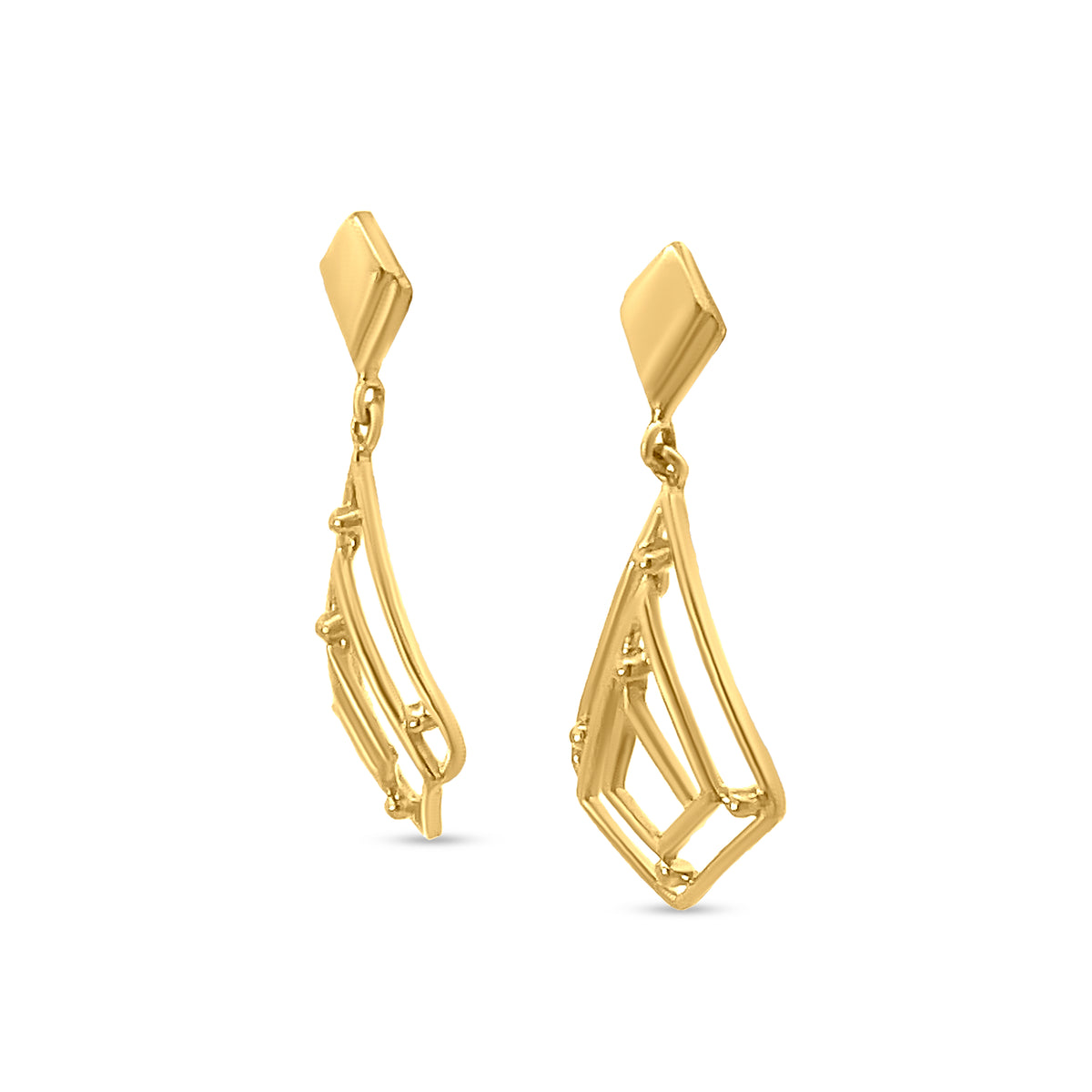 22k Yellow Gold Abstract Dangle Earring