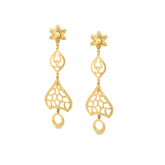 22K Yellow Gold Designer Dangle Earrings: Lightweight Fashion Elegance