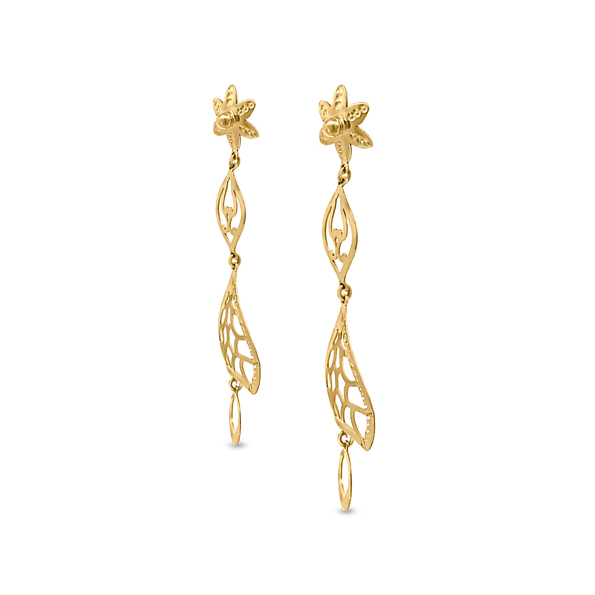 22K Yellow Gold Designer Dangle Earrings: Lightweight Fashion Elegance