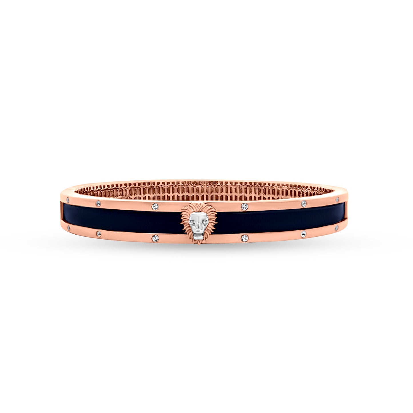 Siddharth 18K Rose Gold Gents Bracelet with Blue Enamel Lion Motif