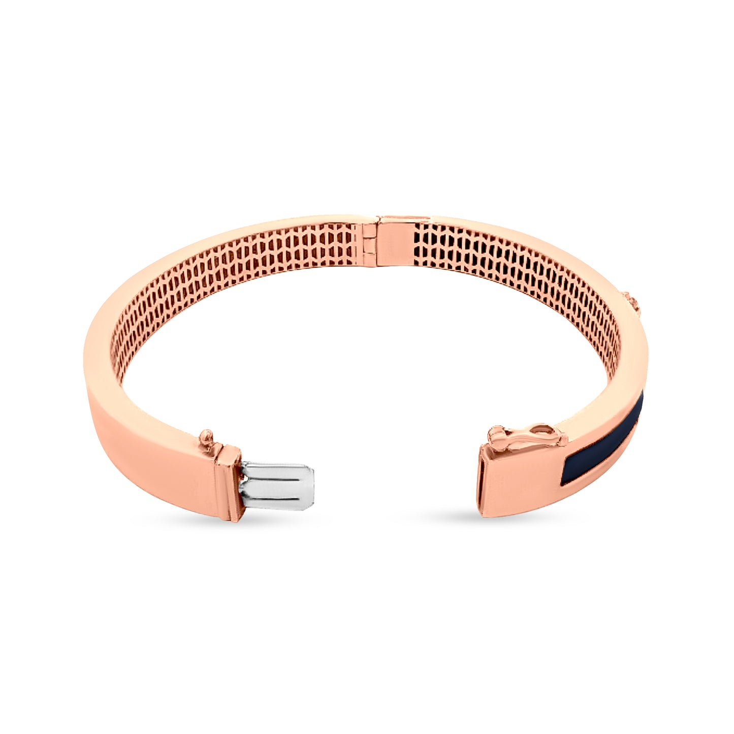 Siddharth 18K Rose Gold Gents Bracelet with Blue Enamel Lion Motif