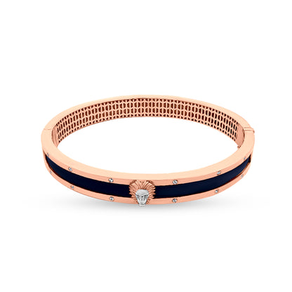 Siddharth 18K Rose Gold Gents Bracelet with Blue Enamel Lion Motif