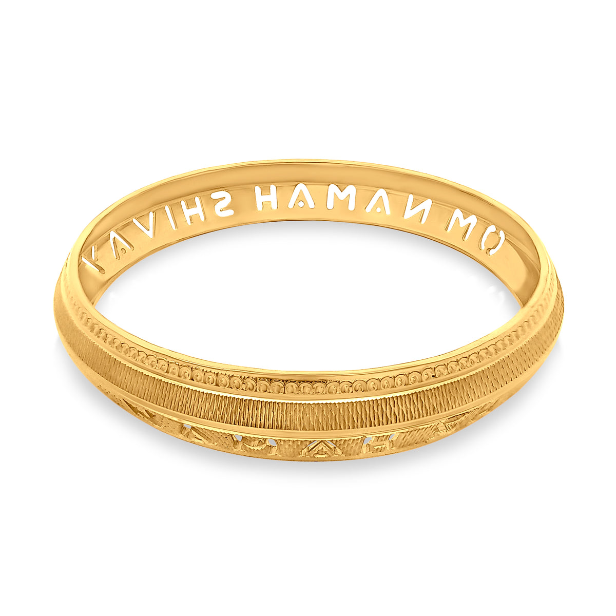 Shivam 22K Yellow Gold Om Namah Shivay Mens Kada