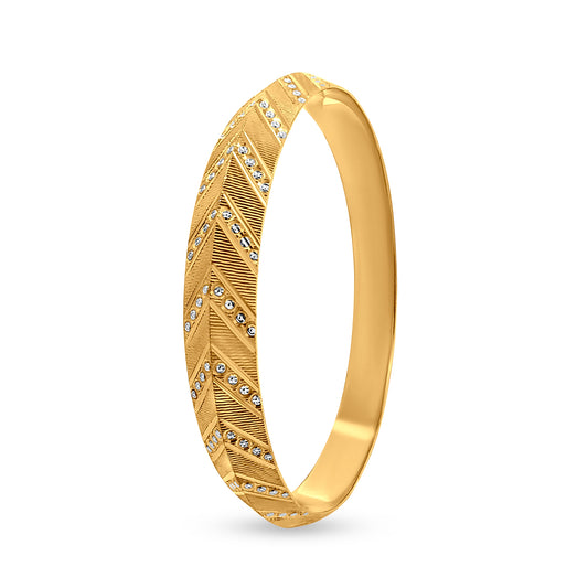 Yug 22K Yellow Gold Gents Kada with White Gold Dots
