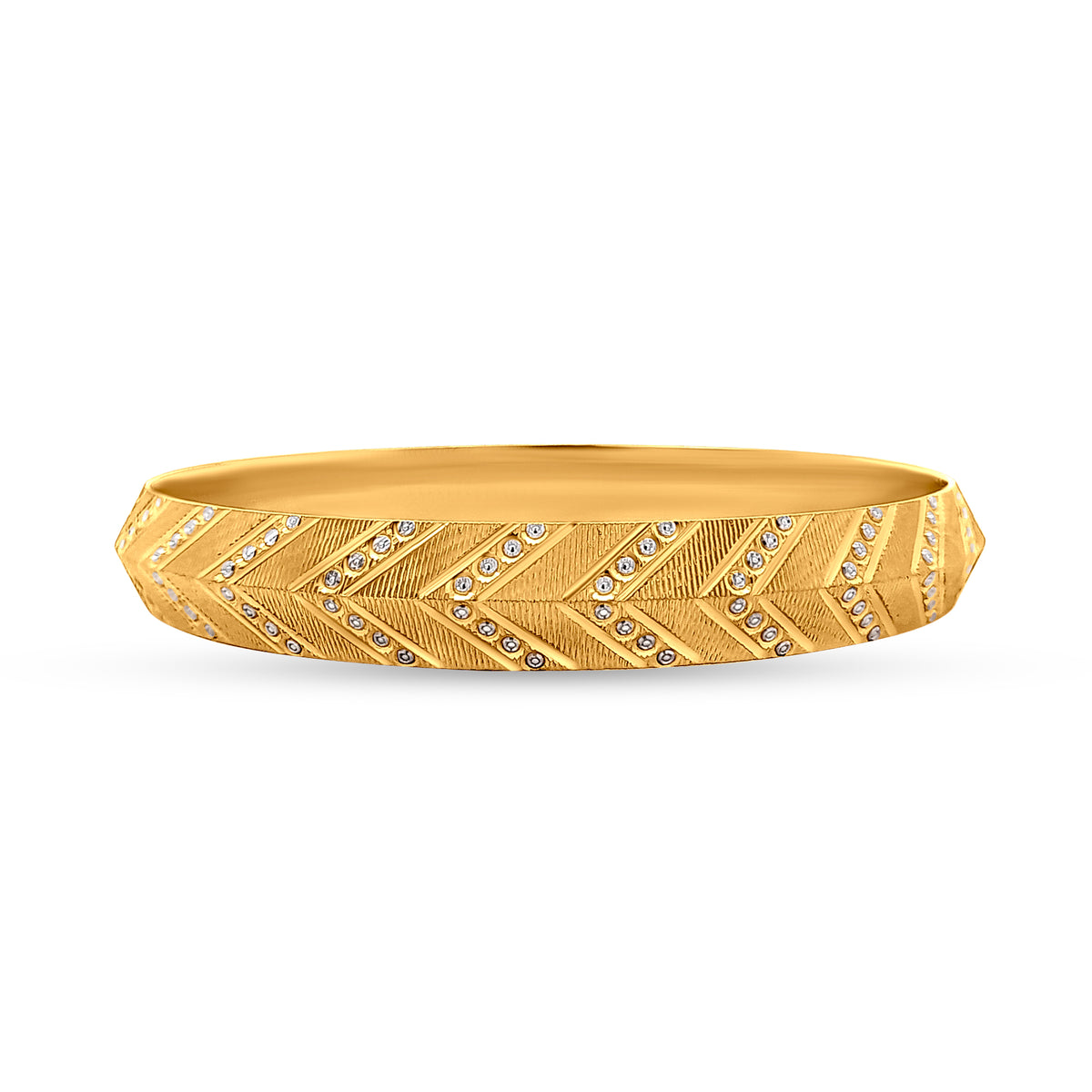 Yug 22K Yellow Gold Gents Kada with White Gold Dots