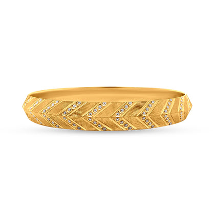 Yug 22K Yellow Gold Gents Kada with White Gold Dots