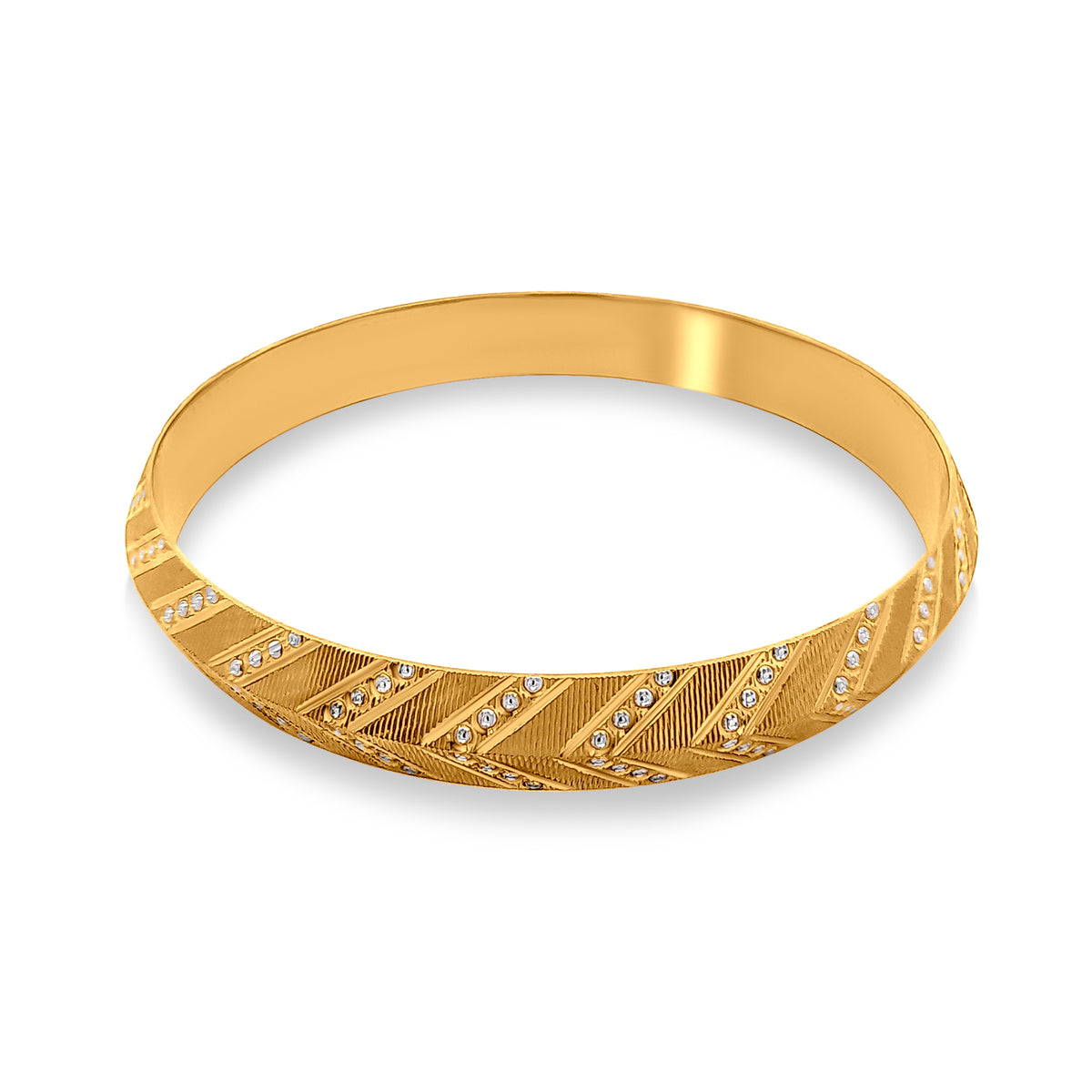 Yug 22K Yellow Gold Gents Kada with White Gold Dots