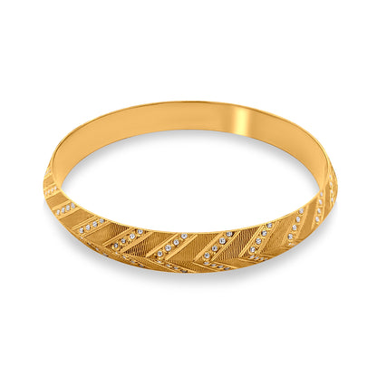 Yug 22K Yellow Gold Gents Kada with White Gold Dots