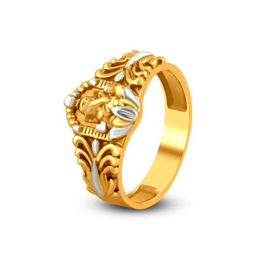 Temple Ring In 22K Gold With Rhodium