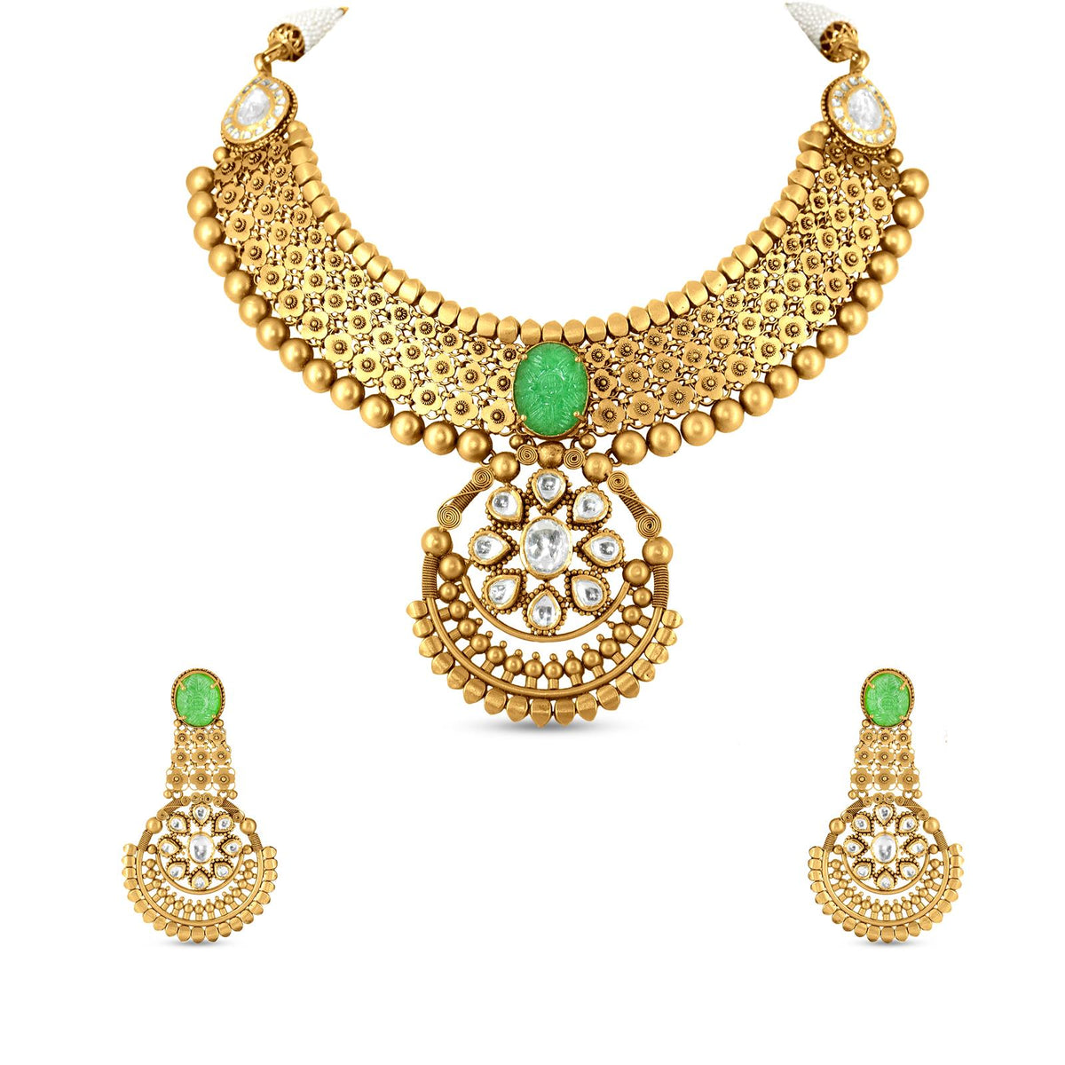 Jasmine Collar Necklace Set In 22K Gold