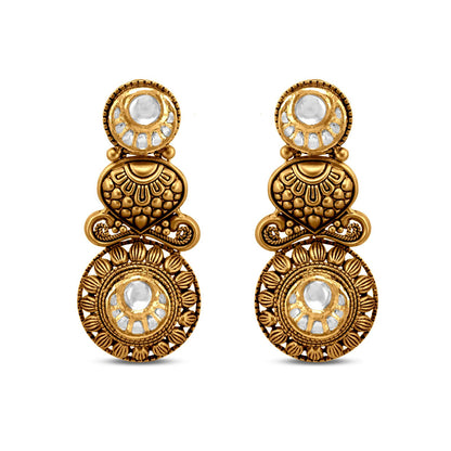 Collar Polki Necklace Set In 22K Gold