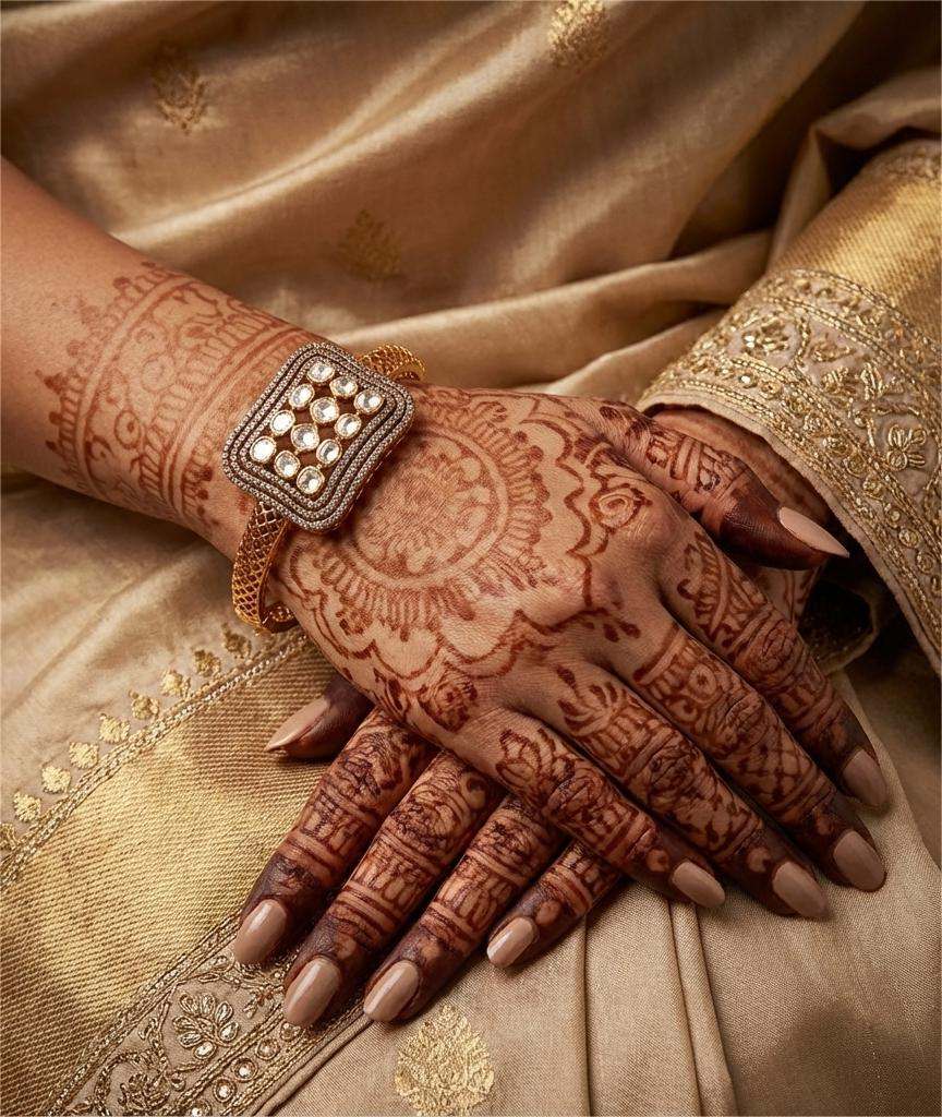 925 Silver Kundan Openable Bangle