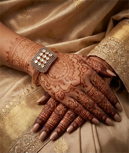 925 Silver Kundan Openable Bangle