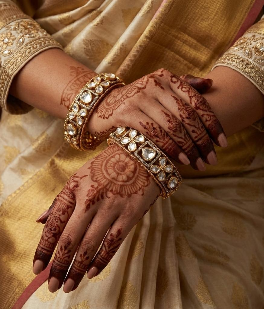 Elegant 925 Silver Kundan Openable Bangle