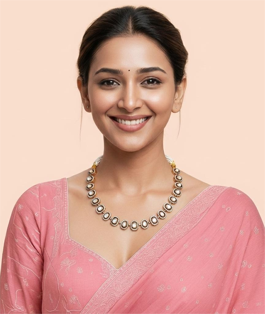 Royal 925 Silver Kundan Choker Half Set