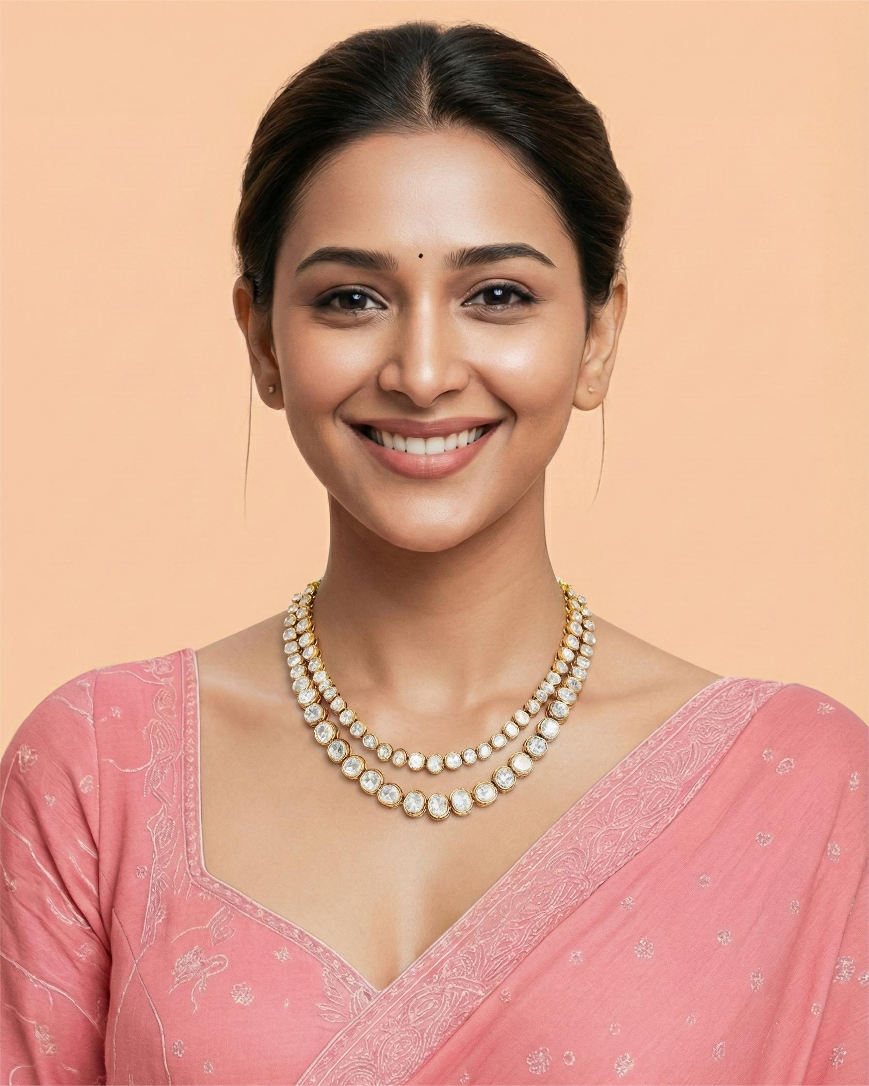 Double-Strand 925 Silver Kundan Choker Half Set