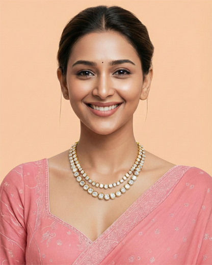 Double-Strand 925 Silver Kundan Choker Half Set