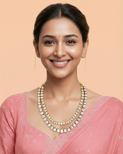 Double-Strand 925 Silver Kundan Choker Half Set
