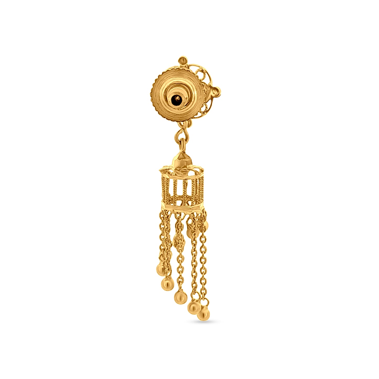Aditi 22K Yellow Gold Jhumka Earrings with Floral Button on Top