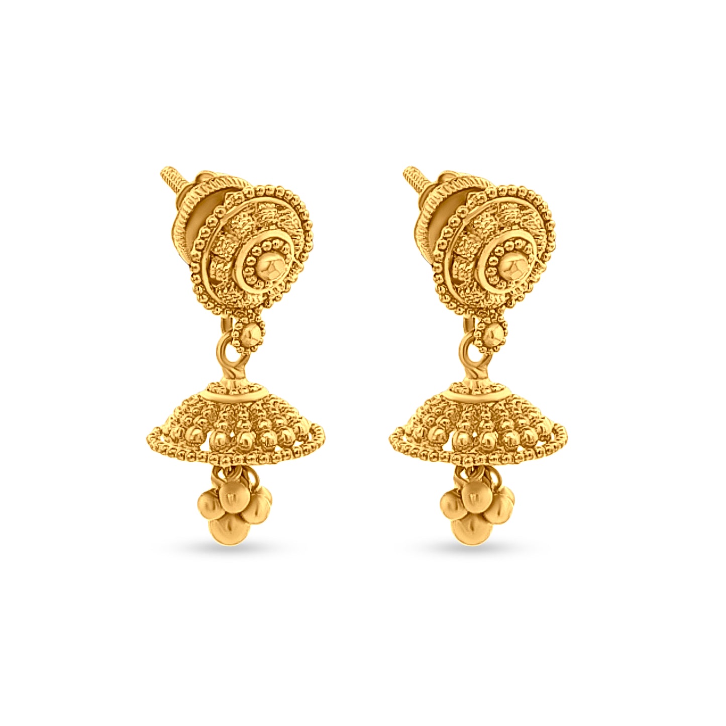 Kusum Traditional 22K Yellow Gold Jhumkas with Trinkets