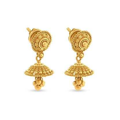 Kusum Traditional 22K Yellow Gold Jhumkas with Trinkets