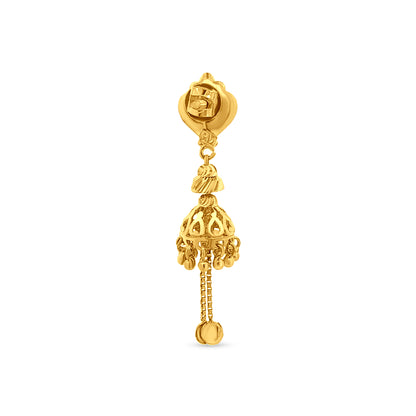 Lavanya 22K Yellow Gold Long Traditional Jhumkas with Hanging Trinkets