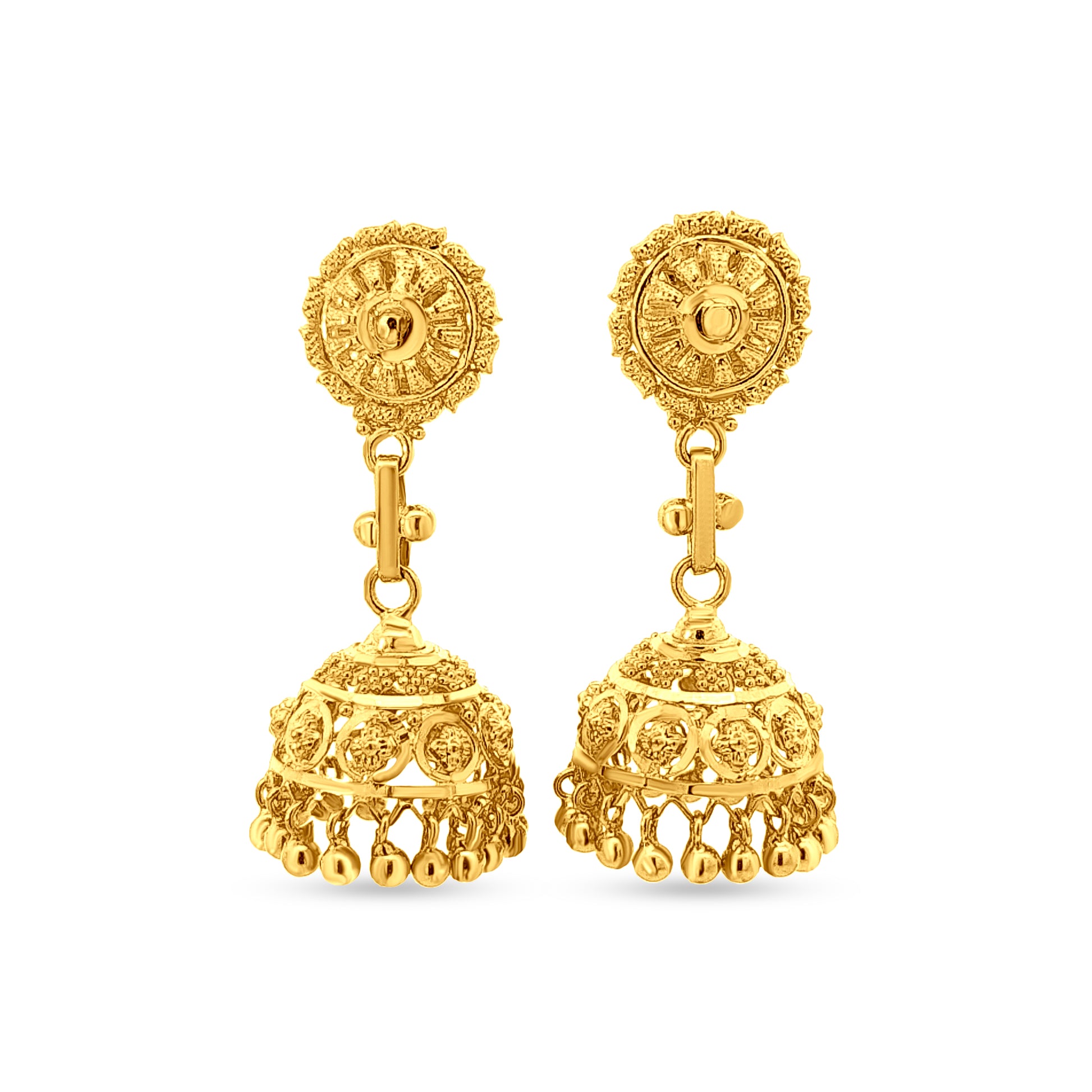 Anamika 22K Yellow Gold Traditional Jhumka Earrings Gold 22K Gold