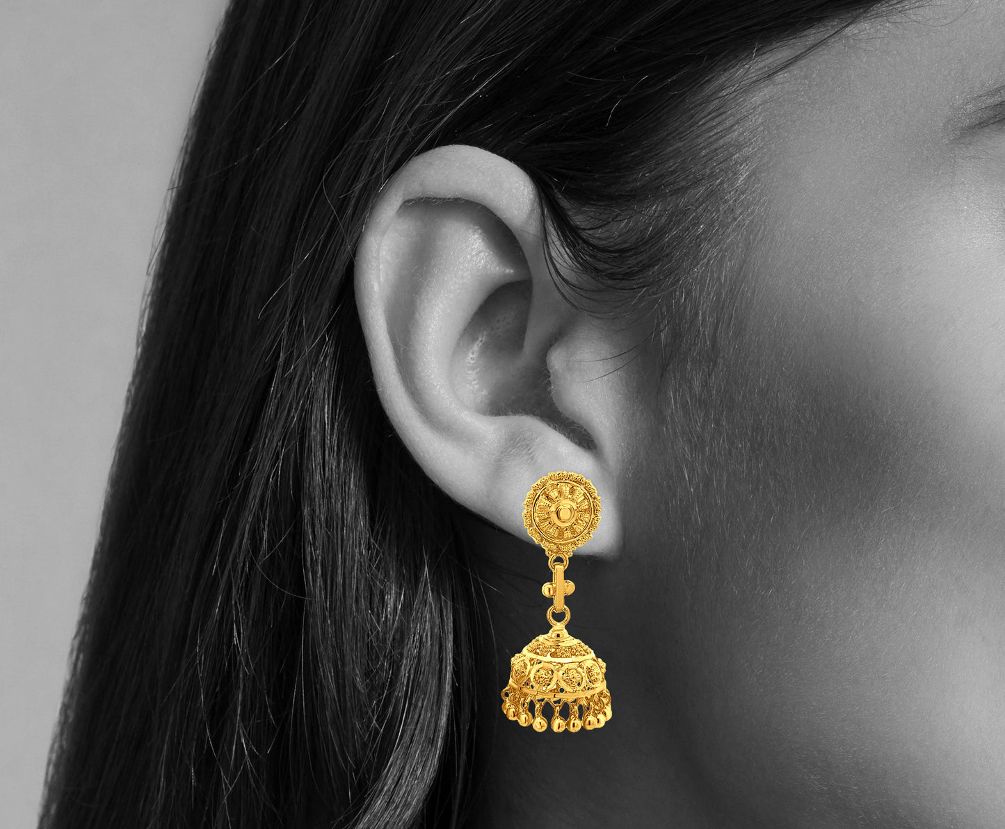 Anamika 22K Yellow Gold Traditional Jhumka Earrings