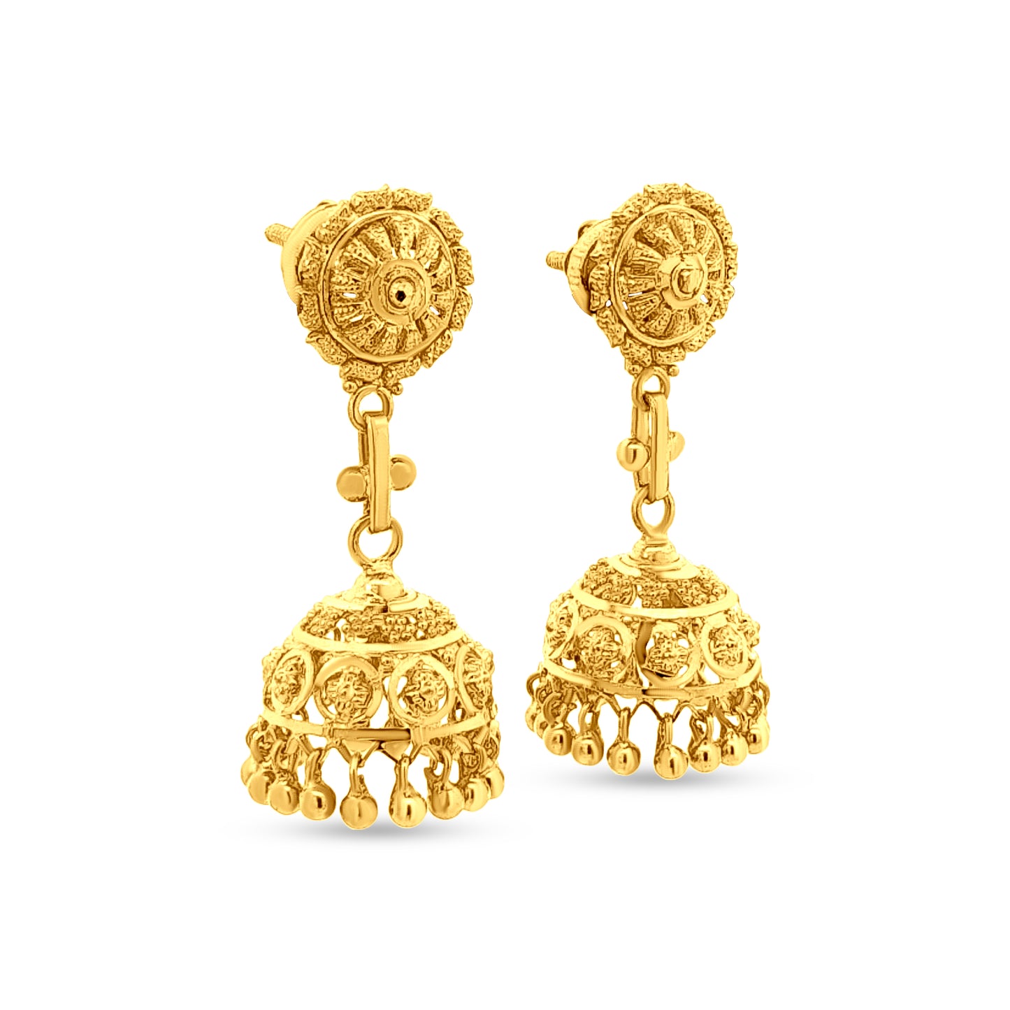 Anamika 22K Yellow Gold Traditional Jhumka Earrings