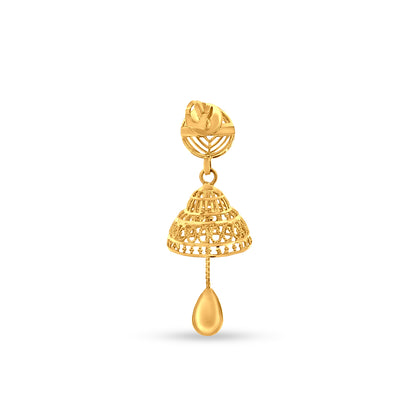 Anaya 22K Yellow Gold Dome Jhumkas with Hanging Trinket