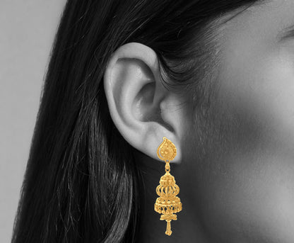 Aadhira 22K Yellow Gold Chandelier Arabic Jhumkas with Trinkets