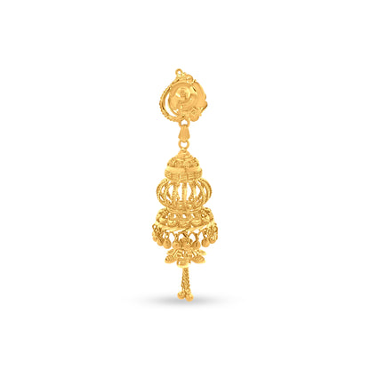 Aadhira 22K Yellow Gold Chandelier Arabic Jhumkas with Trinkets