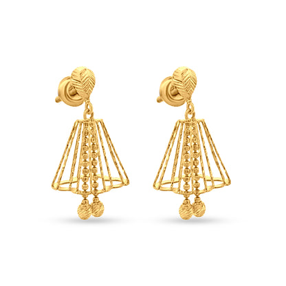 Vrishti 22K Yellow Gold Hanging Bell Jhumkas with Trinklets