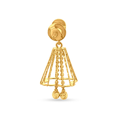 Vrishti 22K Yellow Gold Hanging Bell Jhumkas with Trinklets