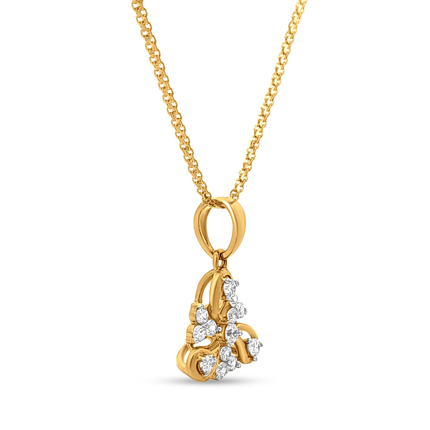 Suvarna : 22K Yellow Gold Floral Pendant with Shimmering Stone