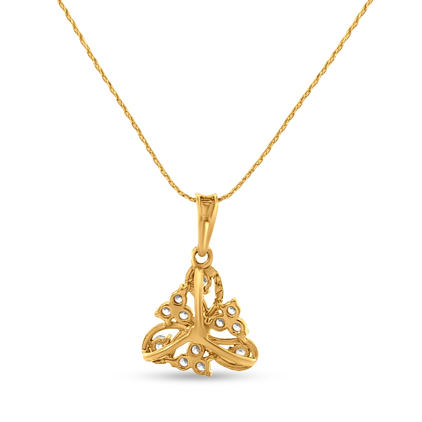 Suvarna : 22K Yellow Gold Floral Pendant with Shimmering Stone