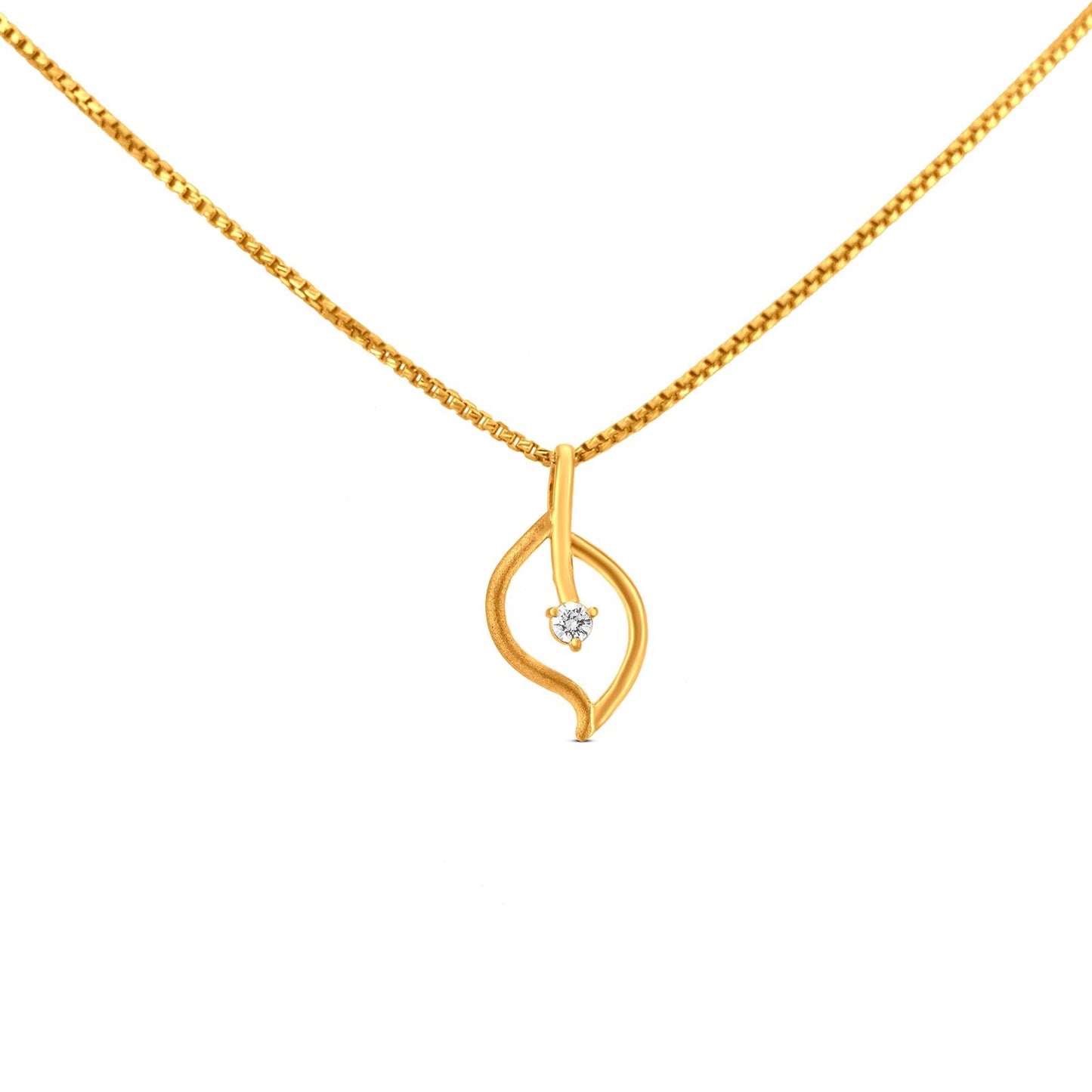 Leaf Pendant In 22K Gold With Zircon