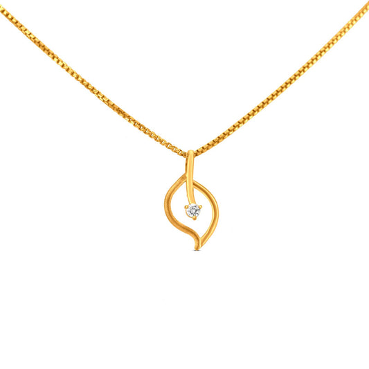 Leaf Pendant In 22K Gold With Zircon