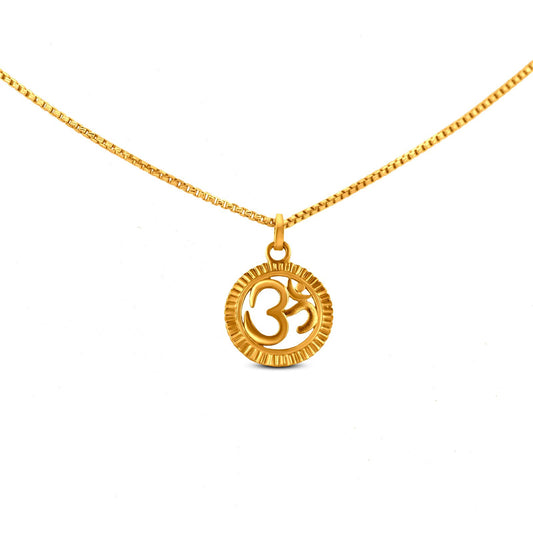 Om Signet Locket In 22K Yellow Gold