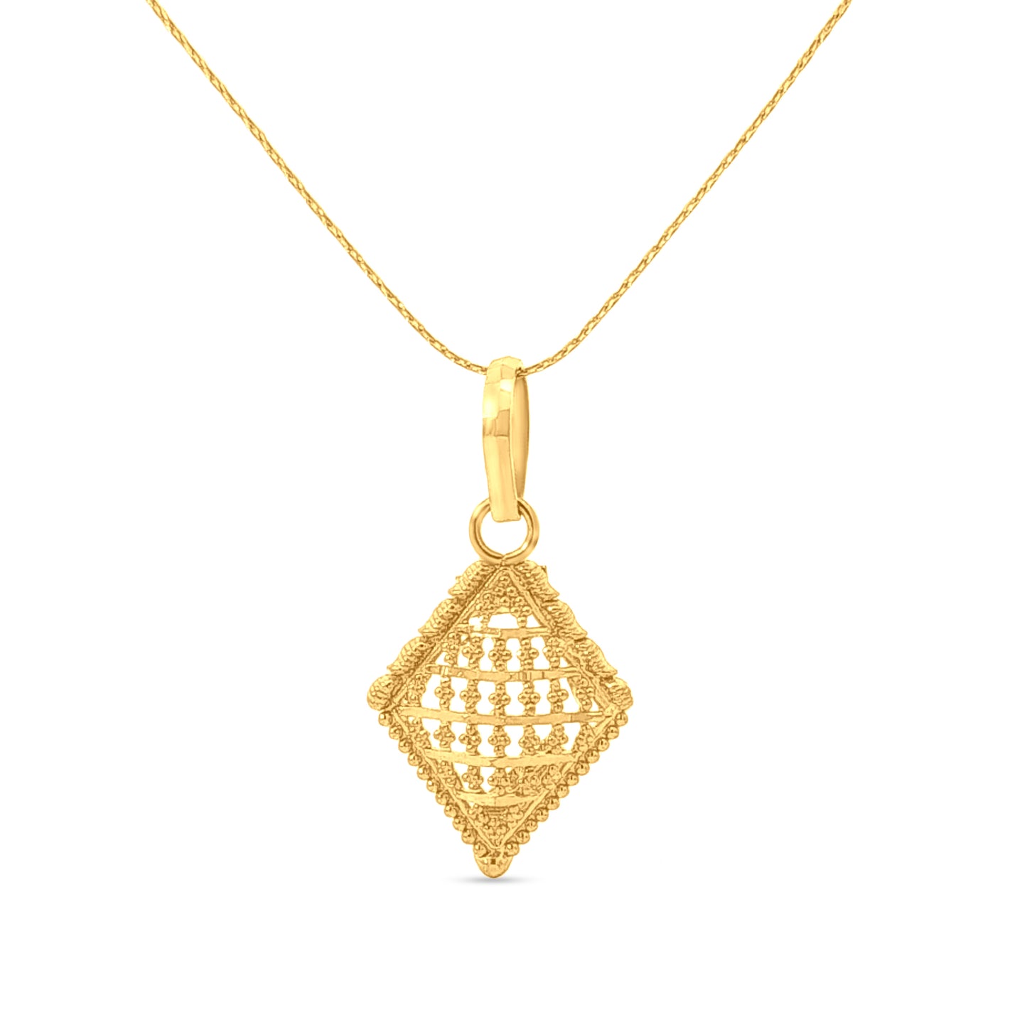 22K Gold Traditional Pendant with Intricate Net Work