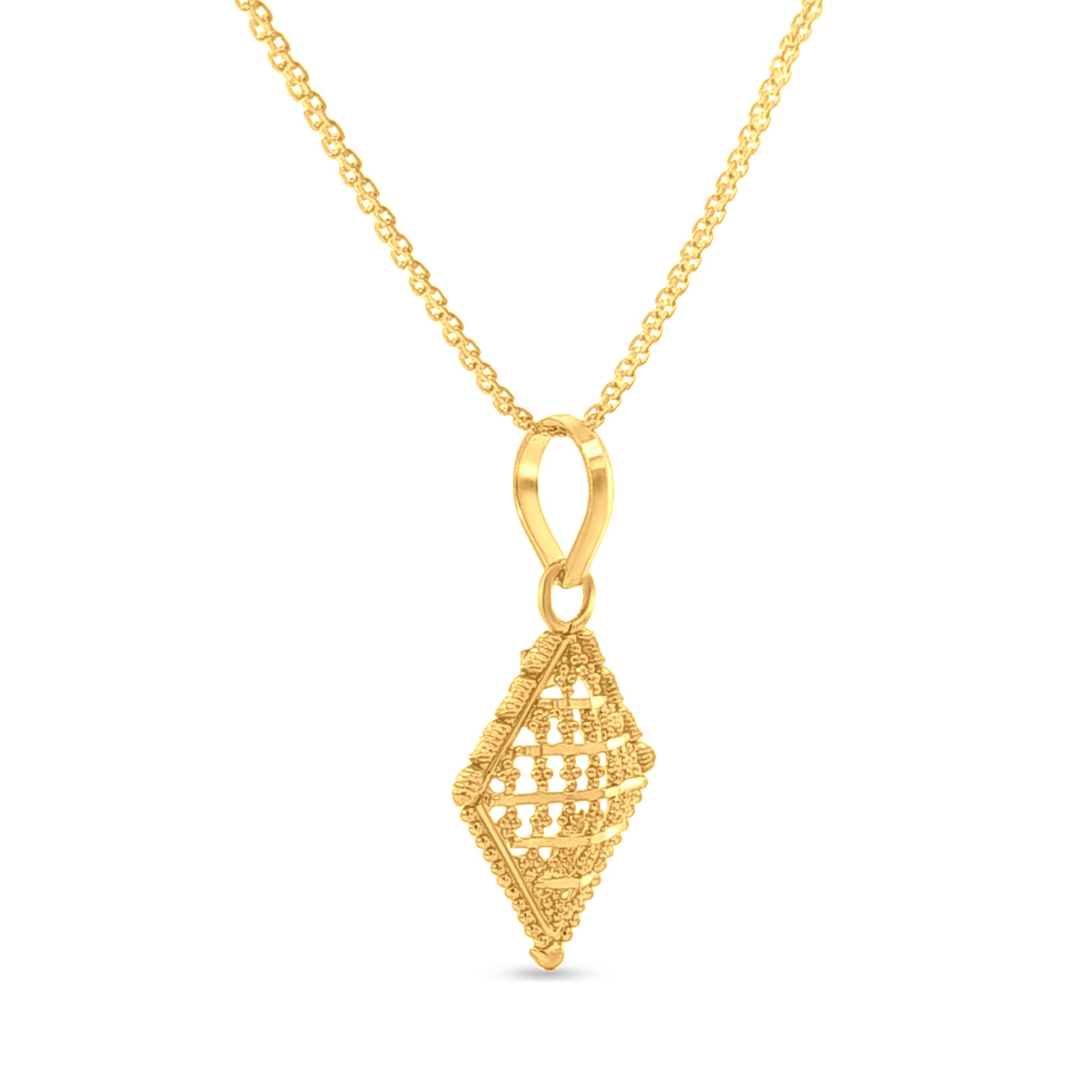 22K Gold Traditional Pendant with Intricate Net Work