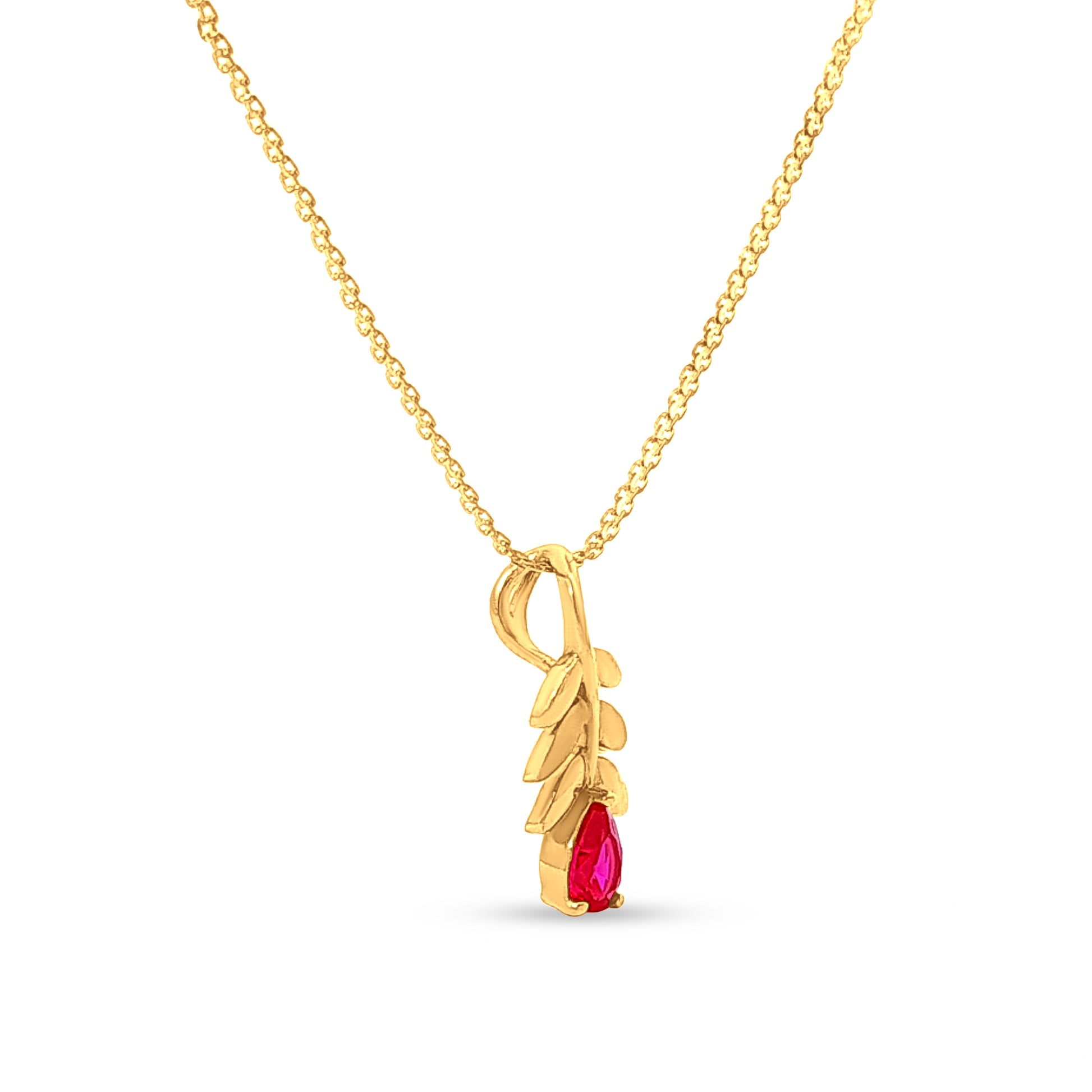 22K Gold Leaf Pendant with Pink Pear Stone